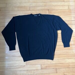 Holt Renfrew Mens Black 100% Cashmere V-Neck Sweater XL Long Sleeve